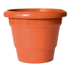 Kuber Industries Solid 2 Layered Plastic Flower Pot|Gamla for Home Decor,Nursery,Balcony,Garden,8"x 6",Pack of 8 (Orange)