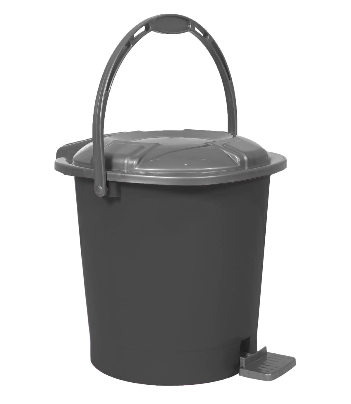 Kuber Industries Durable Plastic Pedal Dustbin|Waste Bin|Trash Can For Kitchen & Home With Handle,10 Litre (Gray)