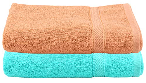 Kuber Industries Cotton Bath Towel 30"x60" (Sea Green & Light Brown, 2 Pieces Full Size ) CTKTC33304