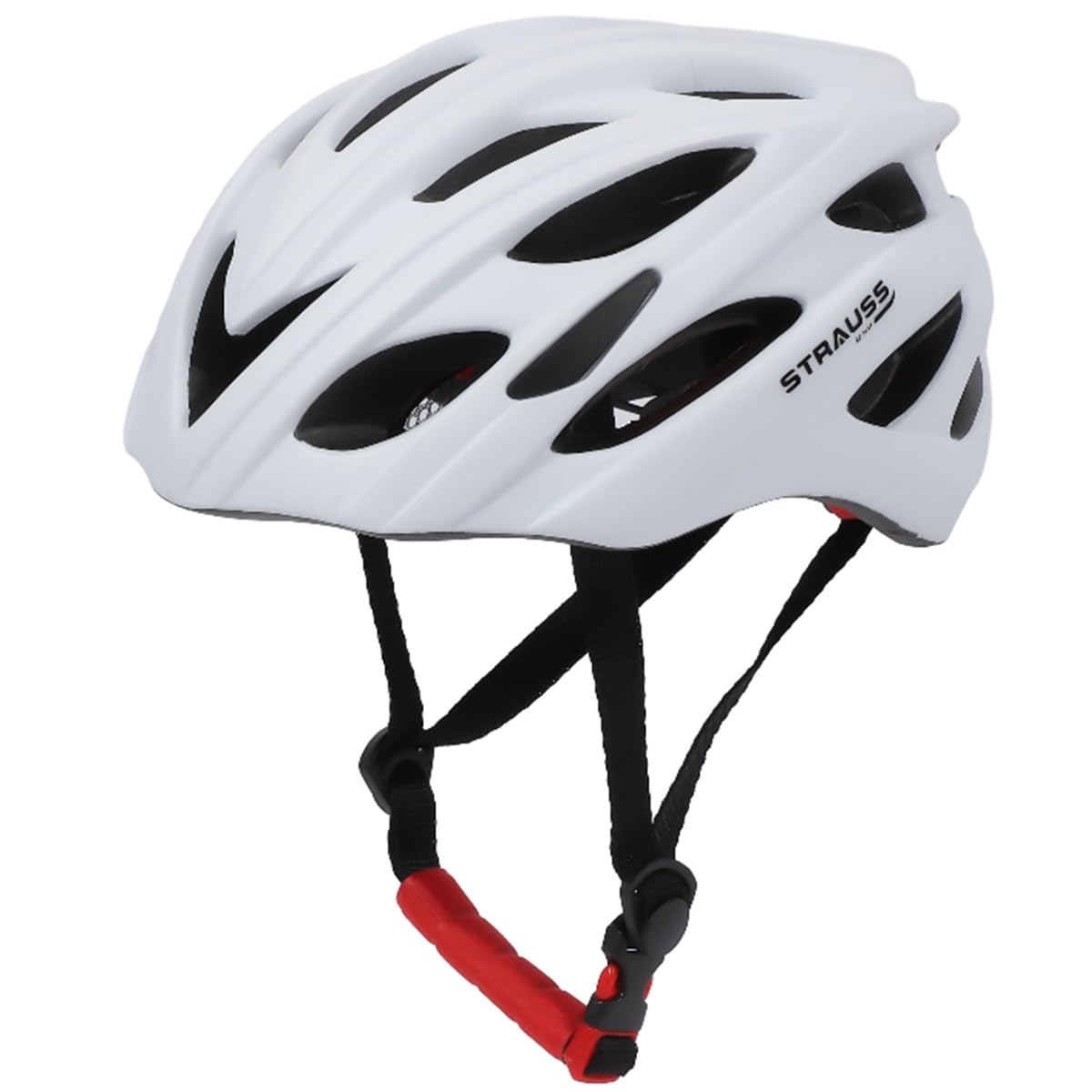 Strauss Veloguard Cycling Helmet | Light Weight with Superior Ventilation | Mountain, Road Bike & Skating Helmet with Adjustable Size | LED Safety Backlight | Ideal for Adults and Kids,(White)