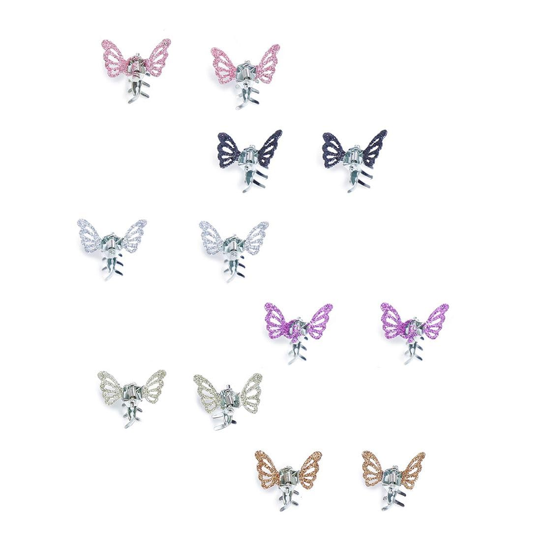 Kairangi Hair Clips for Girls Kids Hair Accessories for Girls Hair Claw Clips for Girls Kids Multicolor Glittering Butterfly Claw Clip 12 Pcs Mini Hair Claw Clips for Girls Kids Clutchers for Hair