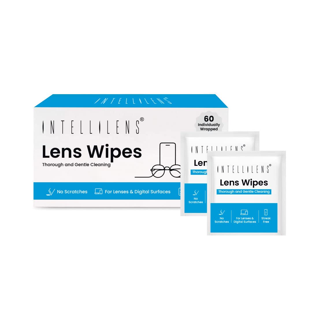 Intellilens Lens Cleaner Wipes (Pack of 60) | Lens Cleaner for Spectacles & All Digital Screens | Fast Drying, Gentle and Scratch Free Cleaning