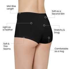 Mush Womens Ultra Soft High Waist Bamboo Modal Boyshorts || Breathable Panties || Anti-Odor, Seamless, Anti Microbial Innerwear Pack of 3 (XL, Black)
