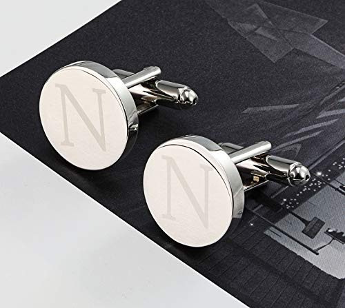 Yellow Chimes Exclusive Collection Stainless Steel Alphabet 'N' Statement Silver Cufflinks for Men