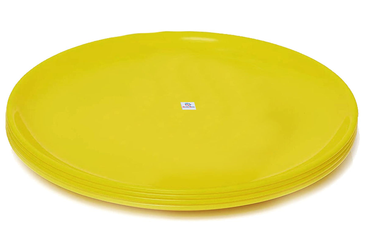 Heart Home Round Plastic Microwave/Dishwasher Safe Dinner Plates Set for Families, Parties, Daily Use, Set of 4 (Green)