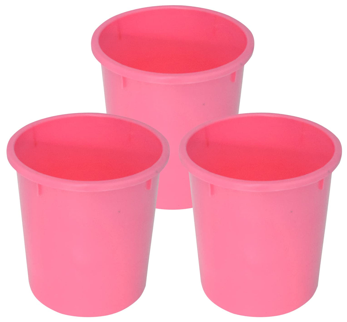 Heart Home Plastic Open Dustbin, Garbage Bin For Home, Kitchen, Office, 5Ltr.- Pack of 3 (Pink)-47HH01049