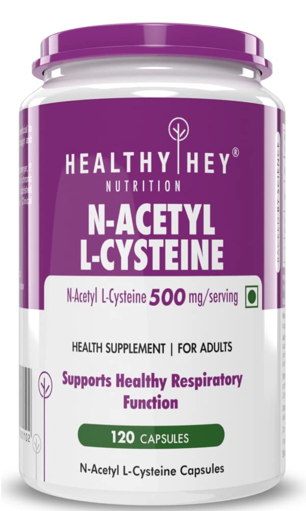 Healthyhey Nutrition N-Acetyl L-Cysteine (NAC) - Non-GMO - Gluten Free -Pack of 120 Veg. Capsules