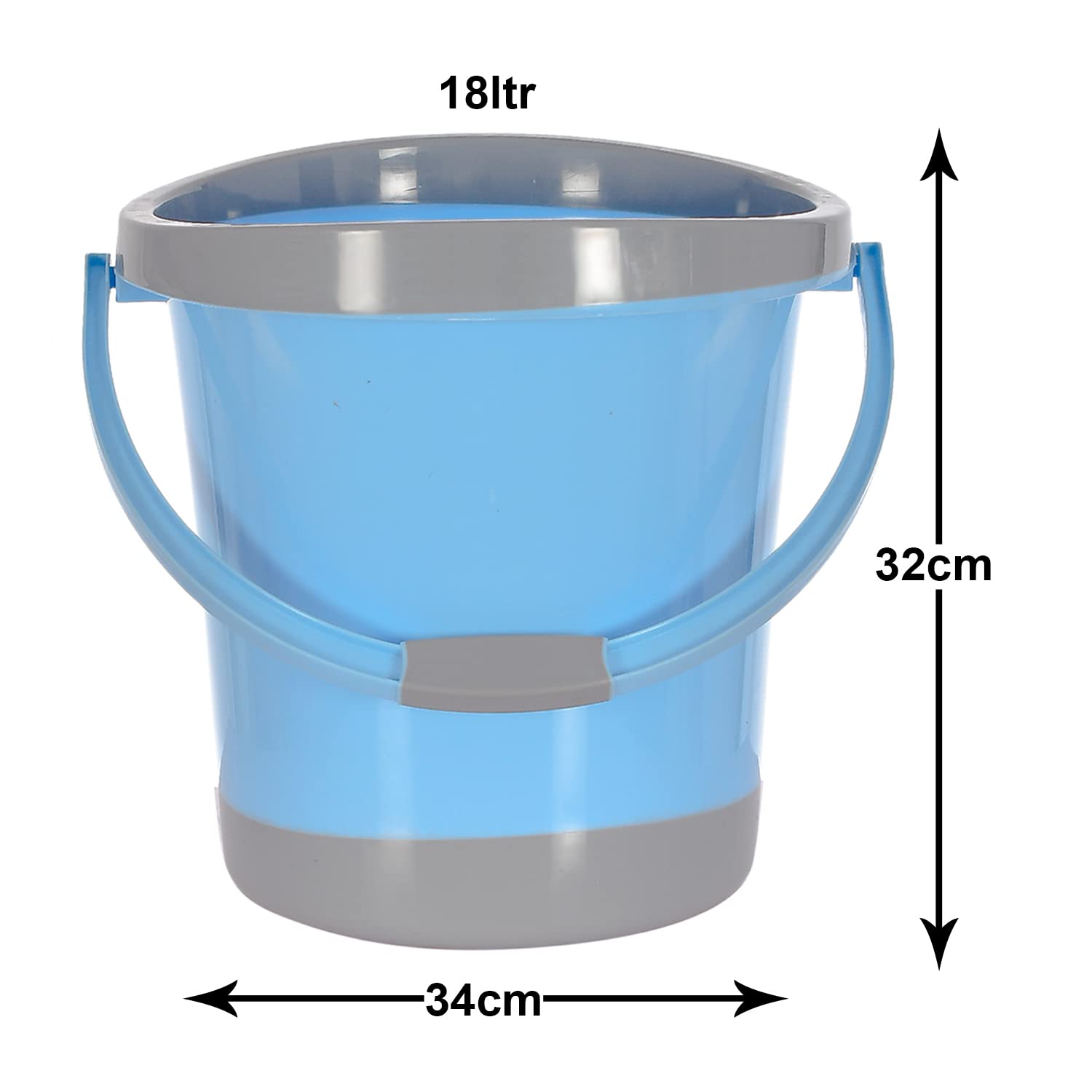 Kuber Industries Plastic Bucket for Home/Kitchen/Office/with Handle, 18 Litre Pack of 2 (Blue & Brown)-46KM0370