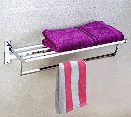 Planet Platinum High Grade Heavy Stainless Steel Square Folding Towel Rack/Bathroom Accessories (1.5 feet long)