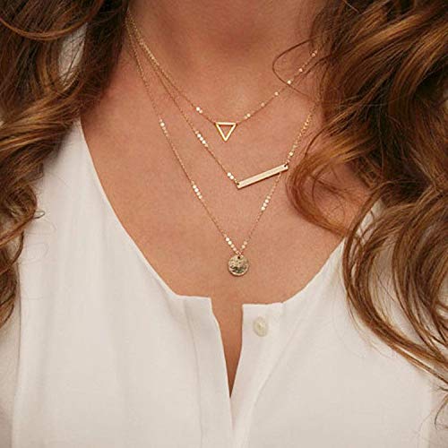 Yellow Chimes Choker Necklace for Women Layered Necklace for Girls Multilayered Long Chain Gold Plated Geometric Choker Necklace for Women and Girl's