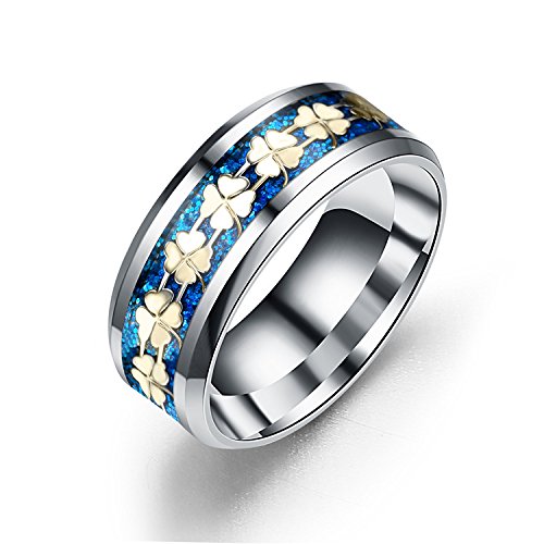 Yellow Chimes Floral Signet Unique Carbon Fibre Titanium Steel Never Fading Blue Ring for Women and Girls
