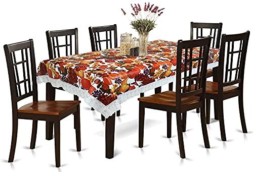 Kuber Industries Dining Table Cover Tablecloth Waterproof Protector 6 Seater with Fork Printed, 60 X 90 Inches Rectangle (Brown)