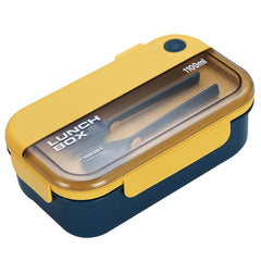 Kuber Industries Insulated Lunch Box For Kids & Adults|Premium Food-Grade PP Plastic|Leakproof & Spill Proof|Dishwasher & Microwave Safe Lunch Box|1000 ML|HX0043128|Yellow & Blue