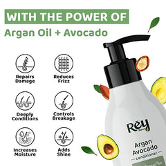Rey Naturals Castor Oil (200 Ml) and Moroccan Argan Avocado Hair Conditioner (250 Ml) Combo