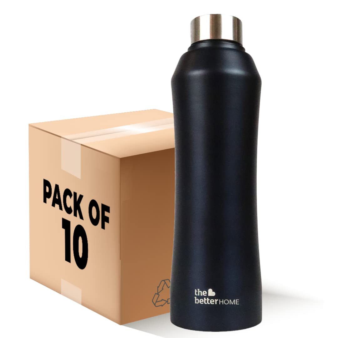 The Better Home Stainless Steel Water Bottle 1 Litre | Non-Toxic & BPA Free Water Bottles 1+ Litre | Rust-Proof, Lightweight, Leak-Proof & Durable Steel Bottle For Home, Office & School (Pack of 10)