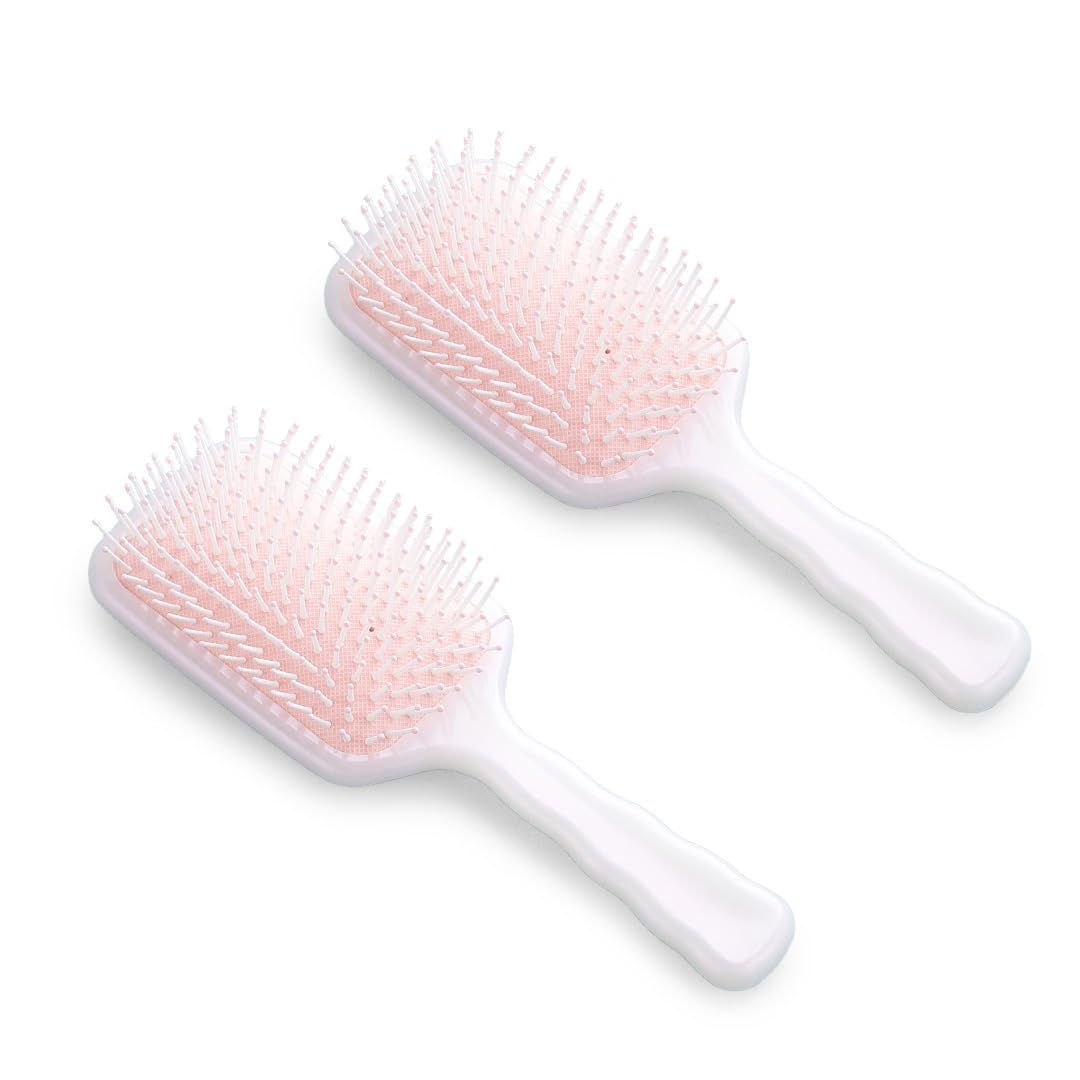 UMAI Detangler Hair Brush | Flexible Bristles | Paddle Brush with Cushioning for Smoothening out Curls, Straightening and Styling Hair|Wet & Dry Hair Pain Free Detangling (Pink)