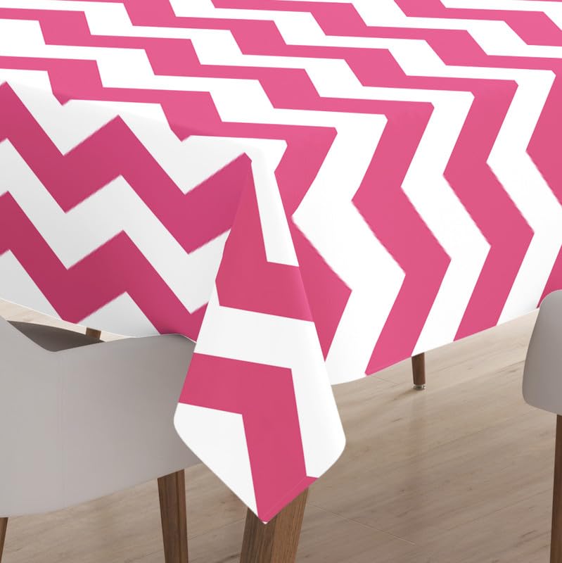 Encasa Homes Printed Cotton Table Cloth 4.7 ft Square for 4 Seater Dining Table of Size 145x145 cm, Machine Washable, Durable for Home, Restaurant, Banquet - Magenta
