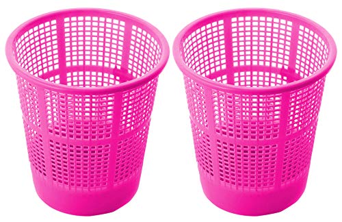 Kuber Industries Plastic 2 Pieces Mesh Dustbin Garbage Bin for Office use, School, Bedroom, Kids Room, Home, Multi Purpose, 5 Liters (Pink)-KUBMART242