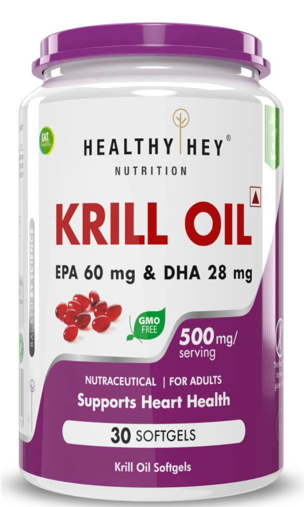 HealthyHey Nutrition Krill Oil EPA 60mg & DHA 28mg - 500mg - 30 softgels