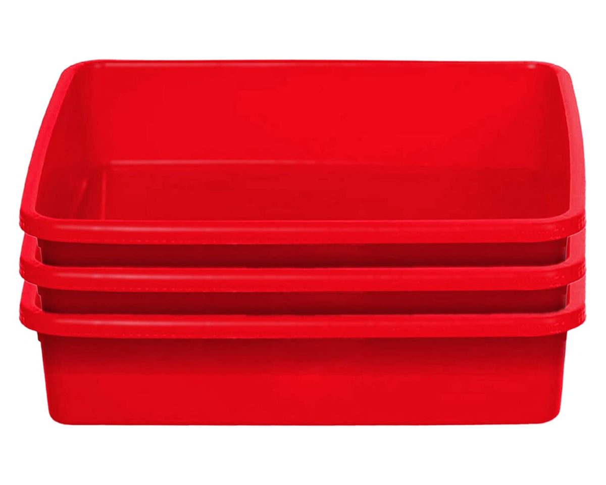 Kuber Industries Plastic Storage Large Tray Organizer, Stackable Tray for Projects, Painting, Beads, Organizing Supply (Red)