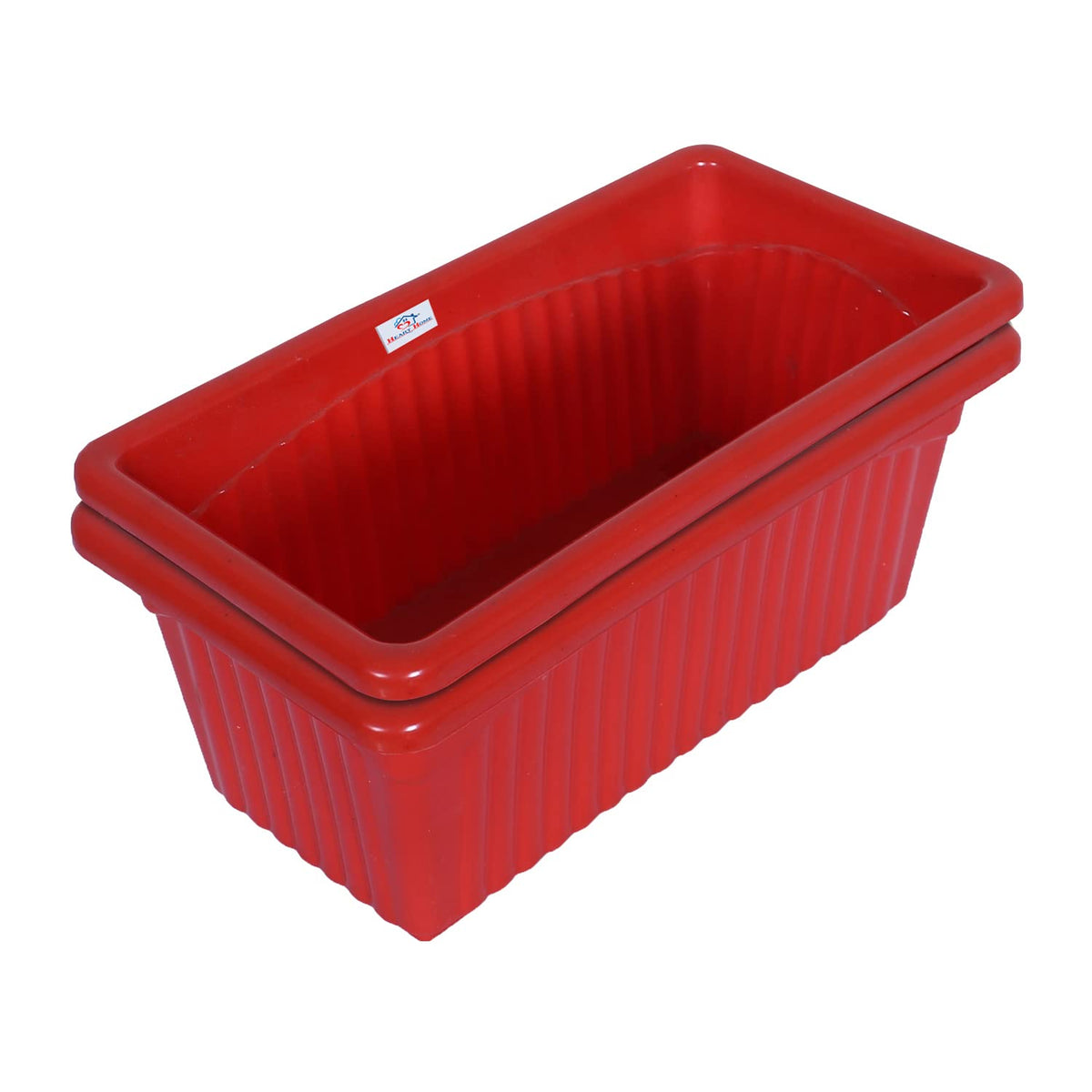 Heart Home Rectangular Jupiter Plastic Window Pot|Flower Planter for Home & Balcony,Garden 14 Inches Pack of 2 (Red)