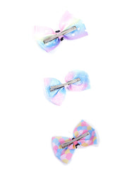 Melbees by Yellow Chimes Combo of 3 Unicorn Bow Hair Clips Hair Accessories for Girls Kids (Pack of 3), Multi-Color, Medium