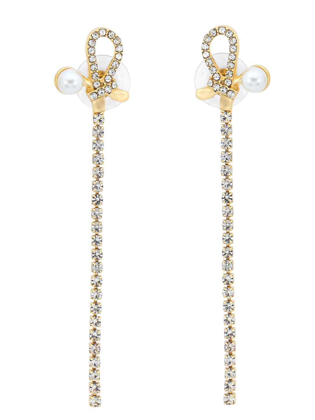 Yellow Chimes Earrings for Women and Girls Pearl Dangler |Gold Tone Pearl and Crystal Long Danglers Earrings | Birthday Gift for girls and women Anniversary Gift for Wife