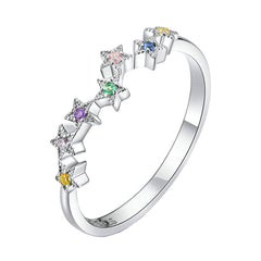 Yellow Chimes Classic 925 Sterling Silver Hallmark and Certified Purity Star Crystal Silver Ring for Women and Girls (YCSJRG-07CRLSTR-SL)