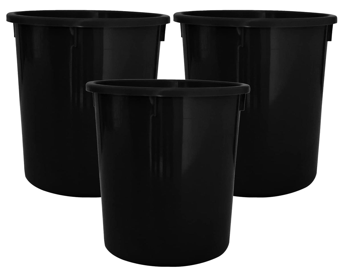 Kuber Industries Plastic Open Dustbin, Trash Bin, Garbage Bin, Waste Bin, 5Ltr.- Pack of 3 (Black)-47KM01034