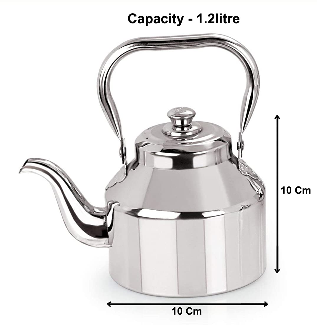 Tea Kettle-3 Liters Stovetop Kettle with Strainer, Heavy Gauge Stainless  Steel Tea Pot with Shiny Mirror Polished