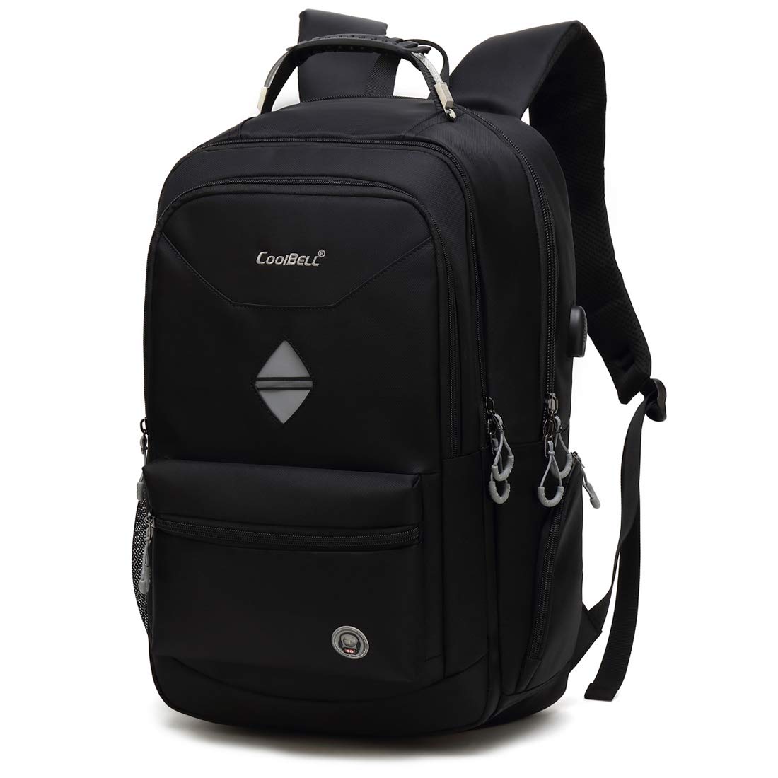 CoolBELL High Capacity Water Resistant Nylon 18.4 inch Laptop Backpack with USB Charging (Black)