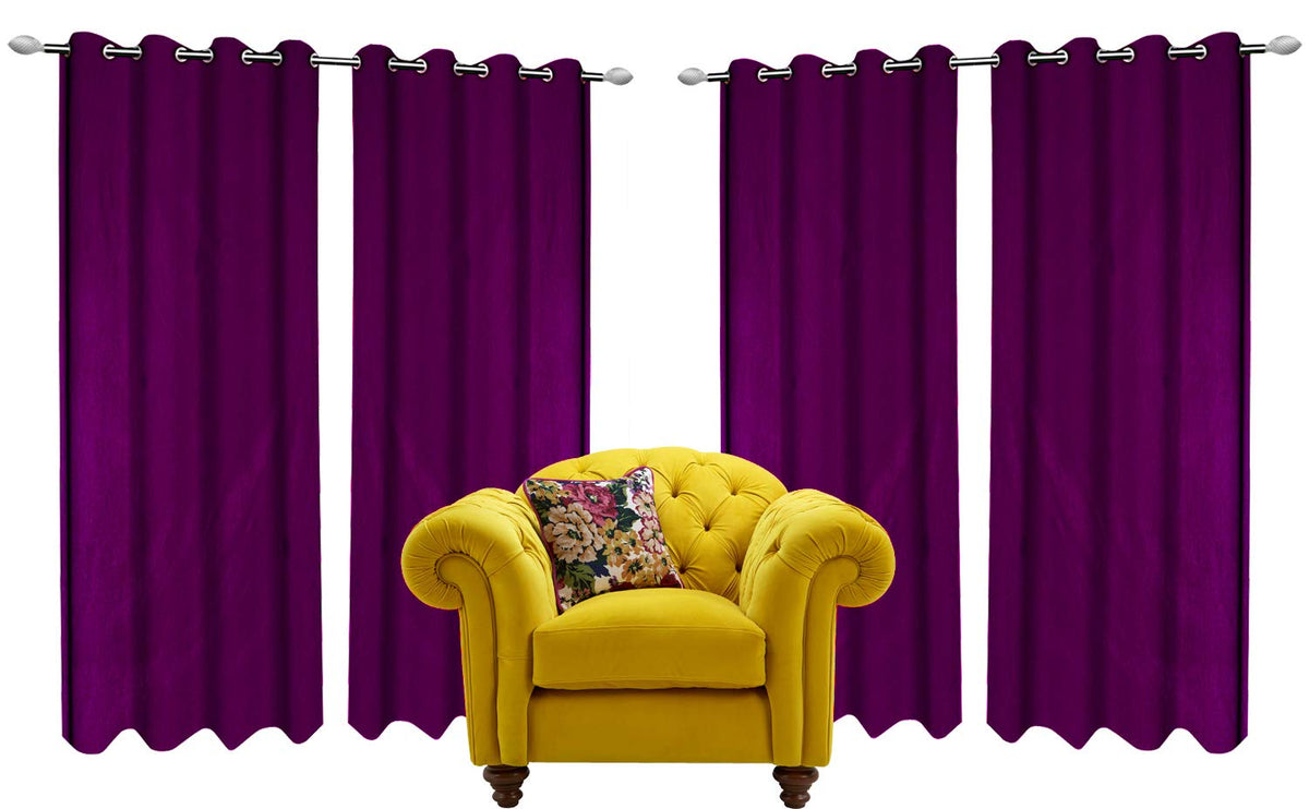 Kuber Industries 4 Pieces Polyester Eyelet Door Curtain 7 Feet (Pink)-Ctktc14287