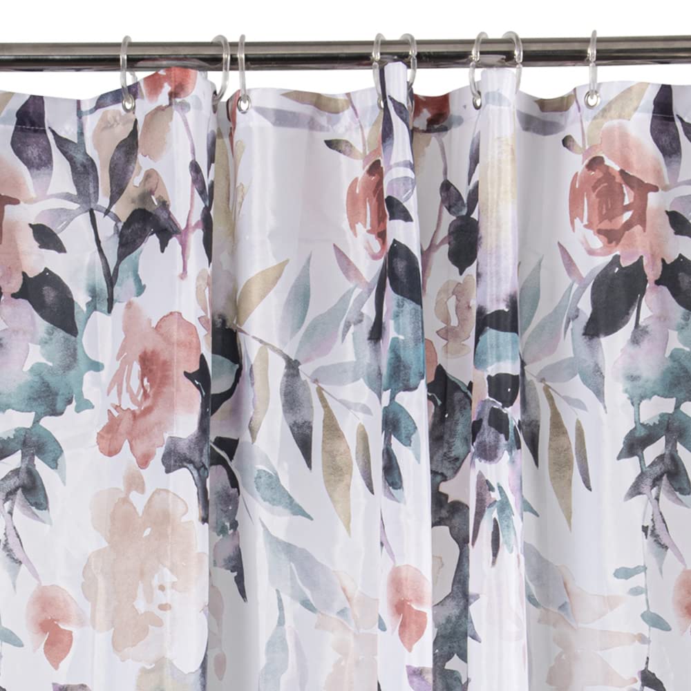 Anko Australia Bathroom Shower Curtain with 12 Rings | Waterproof Polyester Material | 5.9x5.9 ft| Water Resistant Curtain for Bathroom/Bathtub/Balcony/Hotel/Spa | 1 Piece Floral Print Shower Curtain