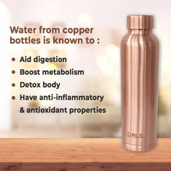 Urbane Home Copper Water Bottle | BPA Free, Non Toxic | Leakproof, Durable & Lightweight | With Added Health Benefits of Copper | Ergonomic Design & Easy to Clean | Black| 950 ml