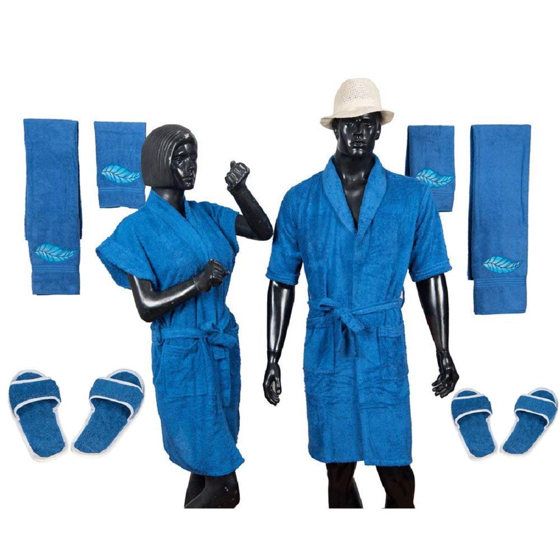 Kuber Industries Cotton 8 Piece Bathrobe Set - Blue,Free Size,KeshavKub3894
