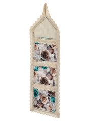 Heart Home Flower Printed Multiuses 3 Pockets Wall Hanging Storage Organizer/Holder For Home (Cream & Brown)-50HH01171