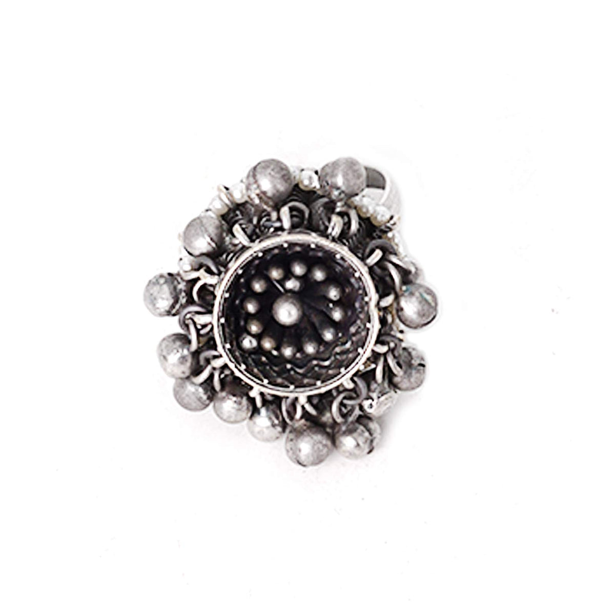 TEEJH Riona Ghungroo Antique Silver Ring For Women