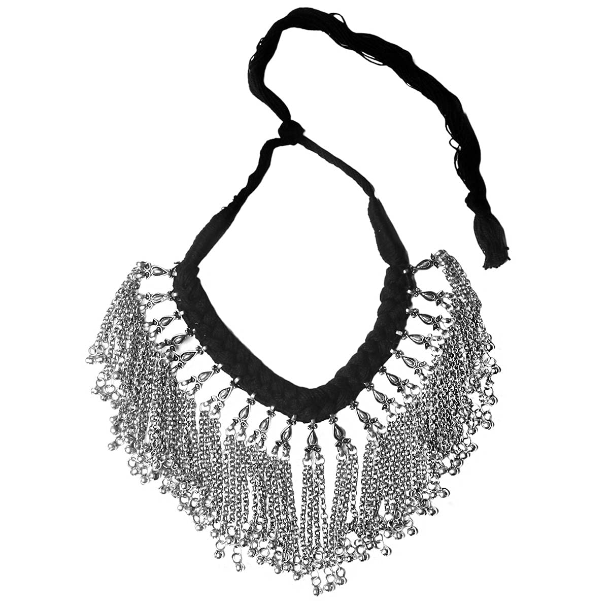 TEEJH Mitra Silver Oxidised Choker Necklace for Women