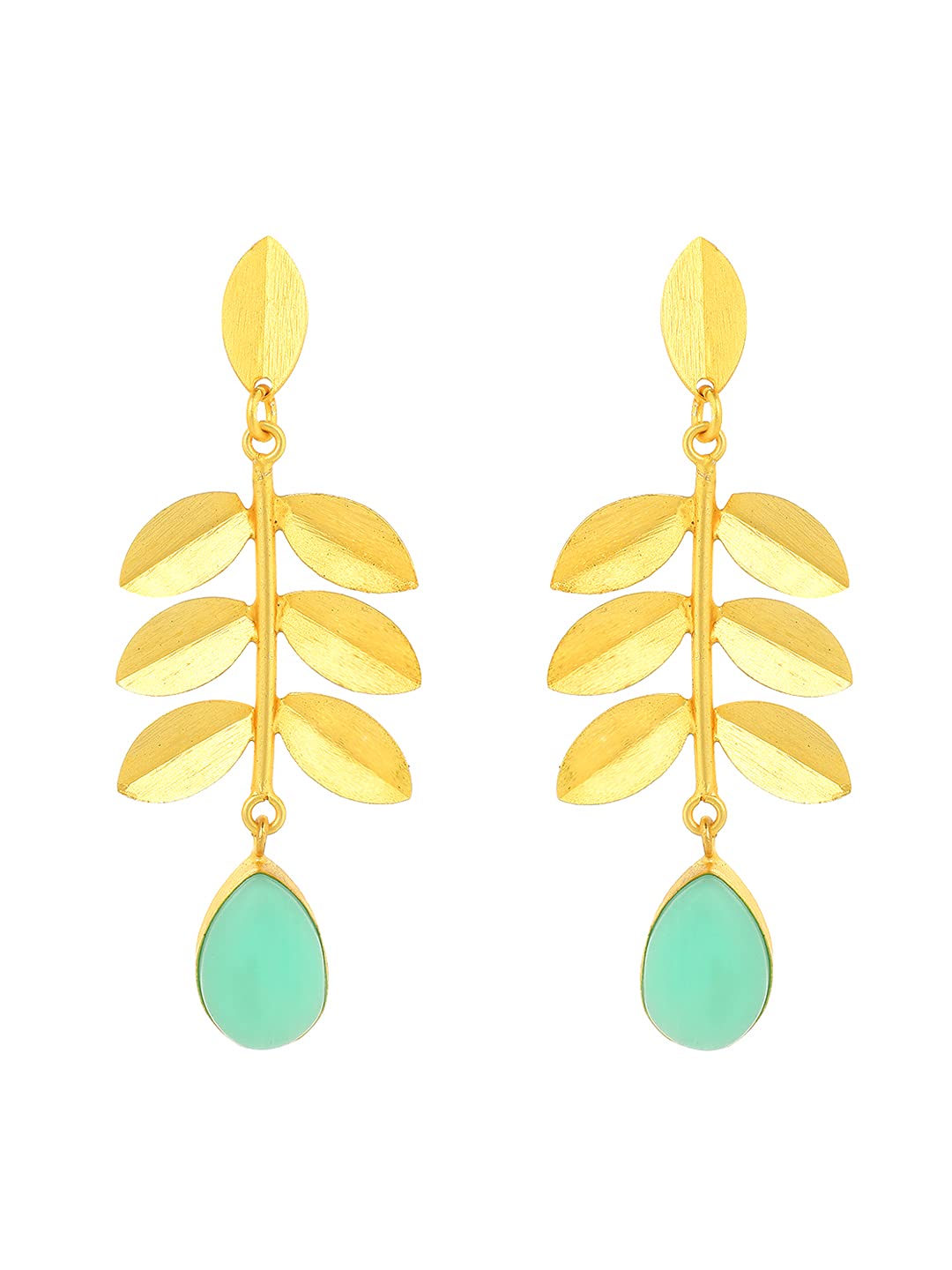Yellow Chimes Earrings for Women Ethnic Gold Plated Traditional Leaf Design Dangler Earrings for Women and Girls