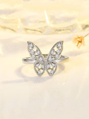 Yellow Chimes Rings for Women Crystal Butterfly Ring Silver Plated Adjustable Finger Rings for Women and Girls.
