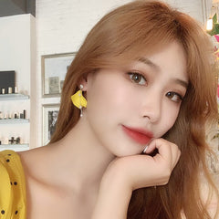Yellow Chimes Elegant Latest Fashion Combo of Two Pairs Silver Plated Yellow and Pink Colour Single Flower Petal Design Drop Earrings for Women and Girls, Multicolor, Medium (YCFJER-SNGPT-C-YLPK)