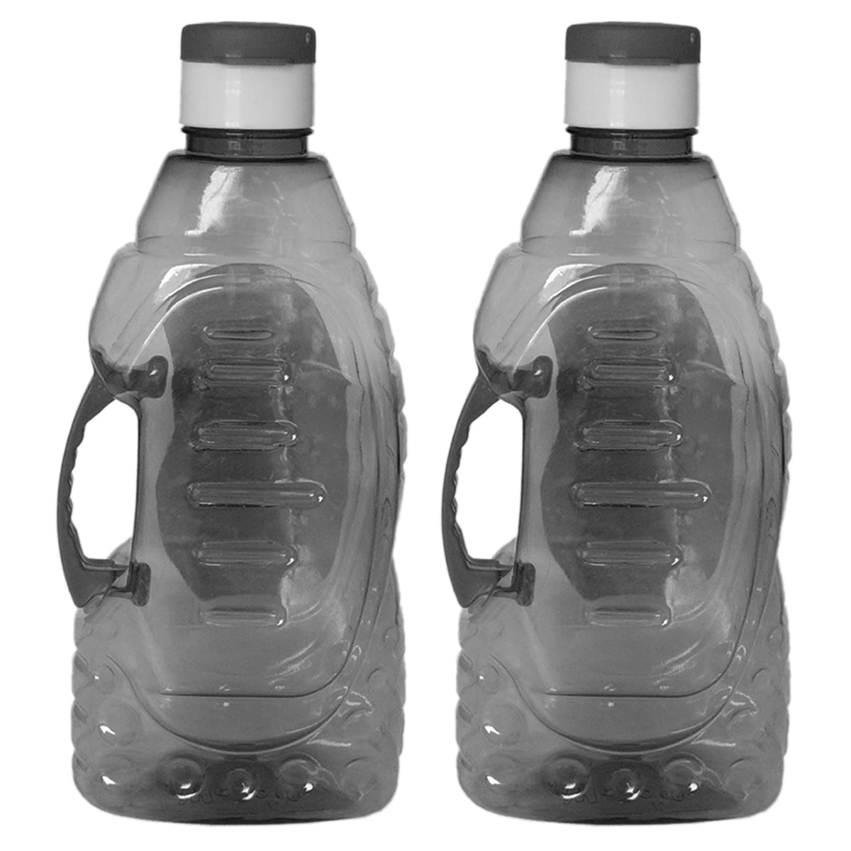 Heart Home Tranasparent Foodgrade Leakproof Plastic Water Bottle/Jug/Container with Handle, 1500ml- Pack of 2 (Black)-50HH01874