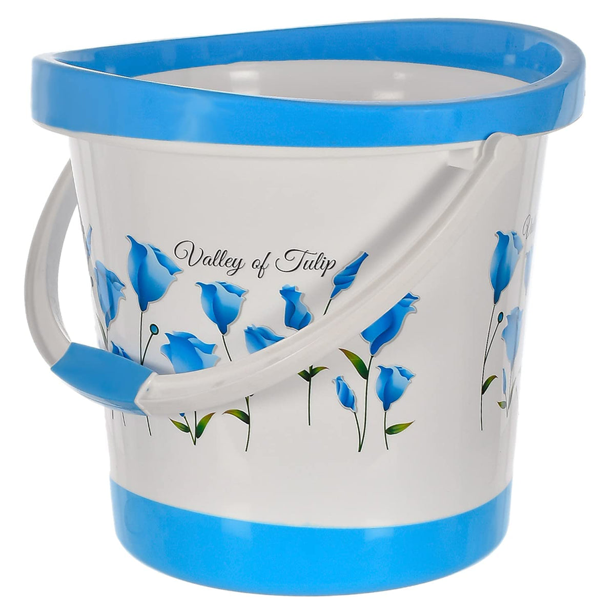 Kuber Industries Bucket|Plastic Bucket for Bathroom|Tulip Flower Bucket for Bathing|Unbreakable Bucket with Handle|18 Liter (Blue)