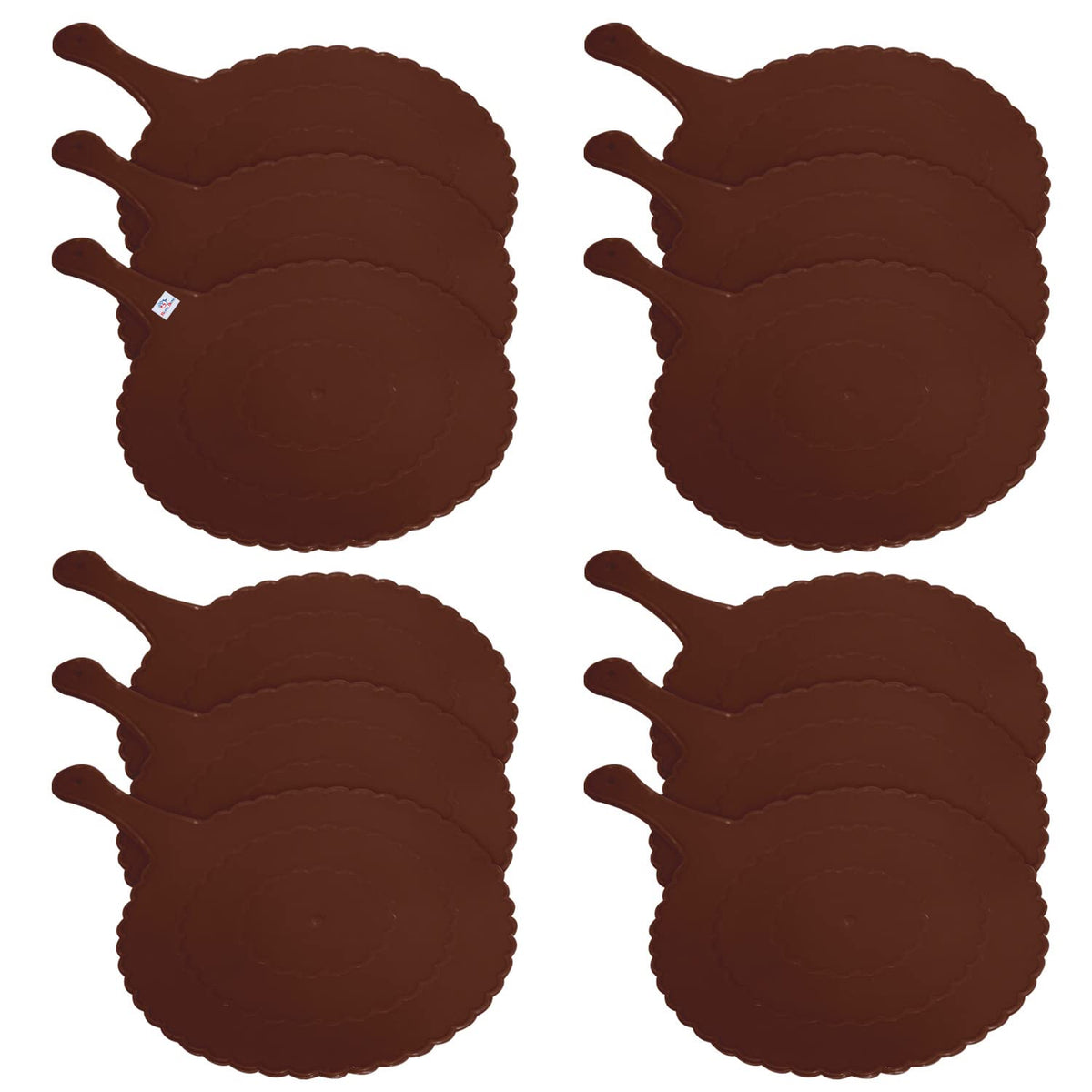 Heart Home Plastic Lightweight Handfan|Hath Pankha|Beejna for Natural Cooling Air Home Decor and Travel Useful, Pack of 12 (Brown)