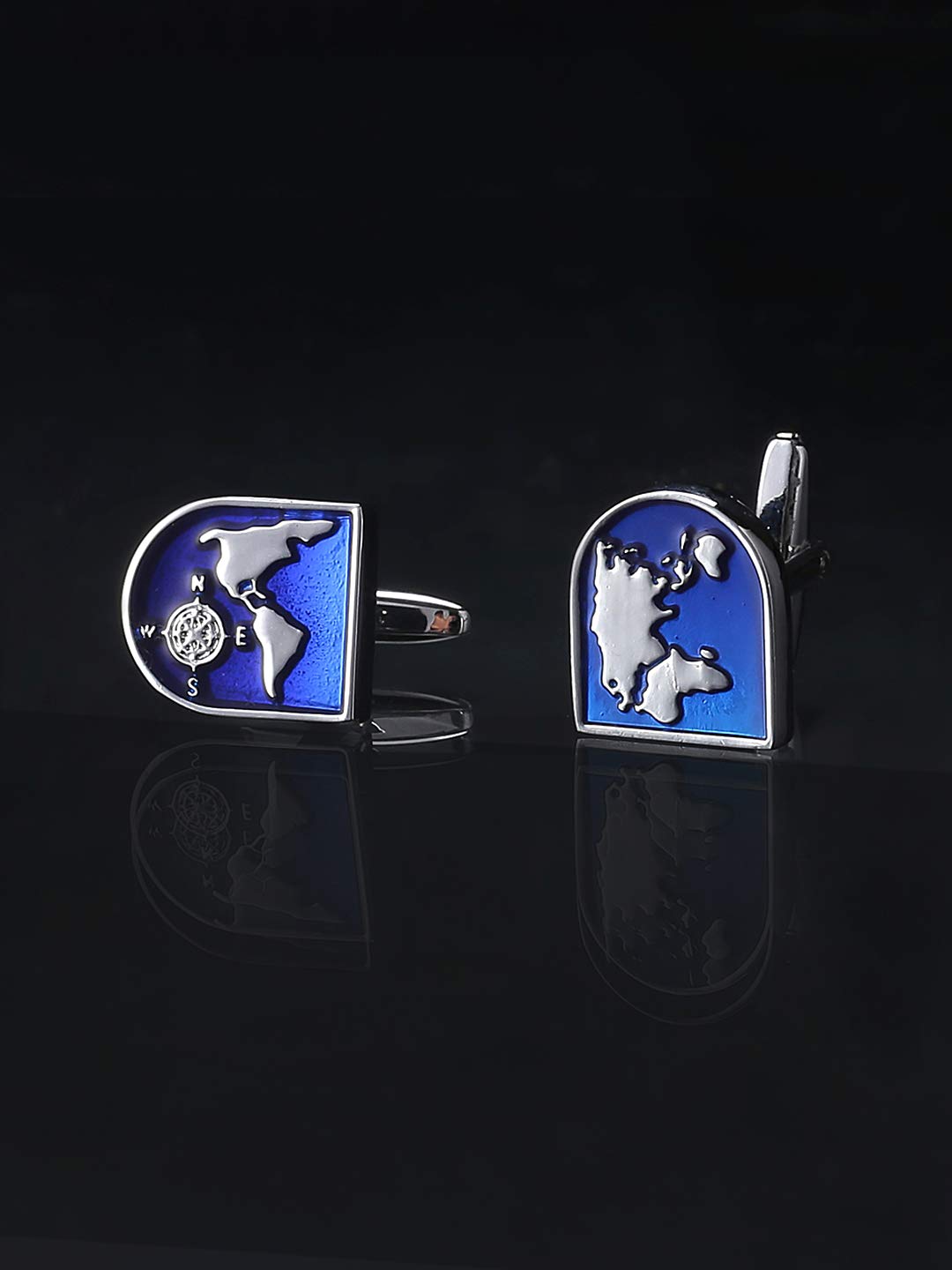 Yellow Chimes Exclusive Collection World Map Designer Cuff Links by Yellow Chimes Silver Plated Cufflink for Men Formal / Casual Cufflinks for Men
