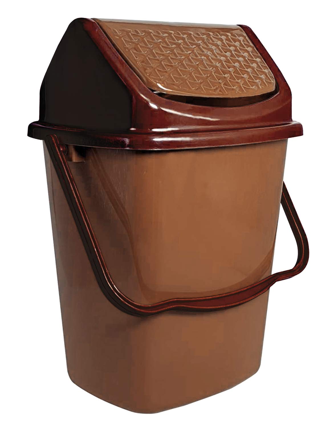 Kuber Industries Delight Plastic Swing Garbage Waste Dustbin for Home, Office with Handle, 5 Liters (Light Brown)