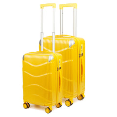 THE CLOWNFISH Combo of 2 Ballard Series Luggage ABS & Polycarbonate Exterior Suitcases Eight Wheel Trolley Bags with TSA Lock- Yellow (Medium 65 cm-26 inch, Small 55 cm-22 inch)