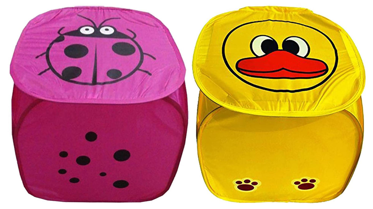 Kuber Industries Printed Polyster Foldable Laundry Organiser With Lid & Handles- Pack of 2 (Multicolor)-HS43KUBMART25851