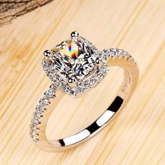 Yellow Chimes Rings for Women Elegant A5 Grade Sparkling Crystal Square Silver Plated Adjustable Rings for Women and Girl's.