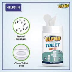 Cleno Toilet Cleaning Wet Wipes For all Toilet Areas like Toilet Commode/Toilet Seats/Flush/Knobs/Wash-basin - 50 Wipes (Pack of 2) (Ready to Use) (654)